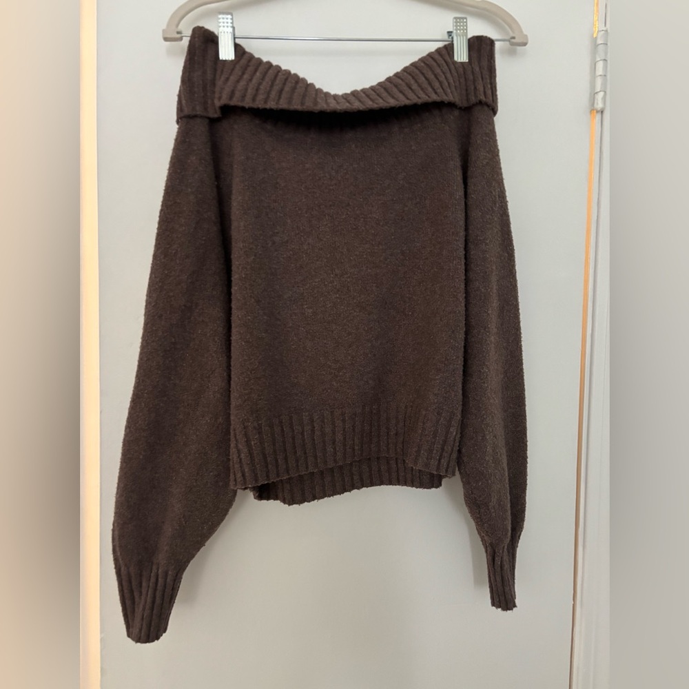 Hollister Chocolate Off-Shoulder Sweater
